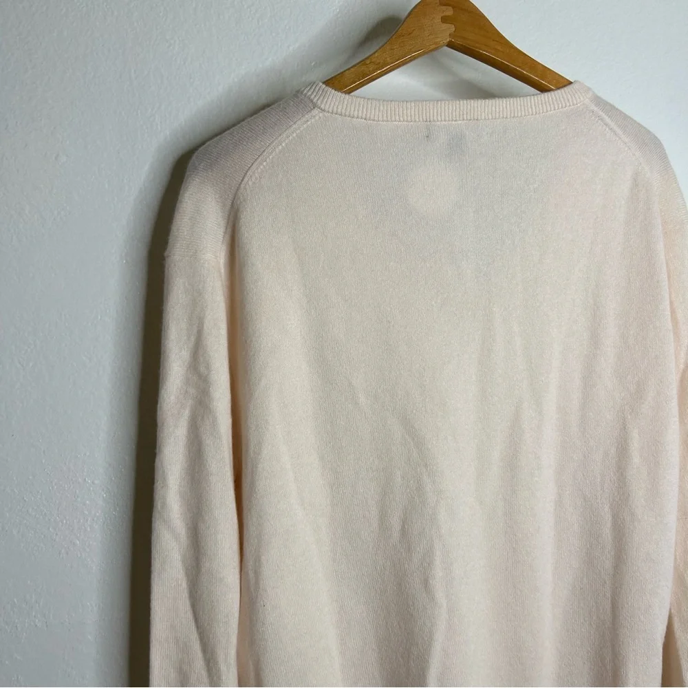 NWT J. Crew 100% Cashmere V - Neck Heathered Blush Oversized Sweater